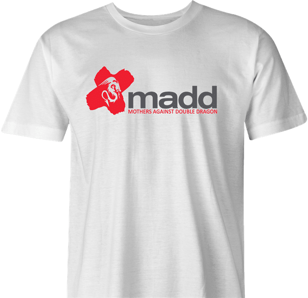 funny MADD double dragon video game t-shirt men's white 