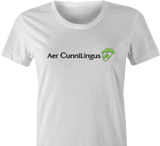 Funny sexy air cunnilingus parody white women's t-shirt