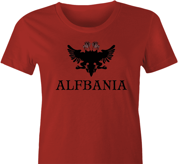 Funny Alf Albania Flag Mashup women's red t-shirt