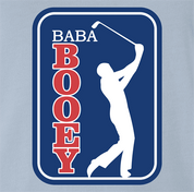 funny golfing Baba Booey men's light blue golf t-shirt