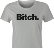 funny bench bitch logo parody t-shirt women's ash grey