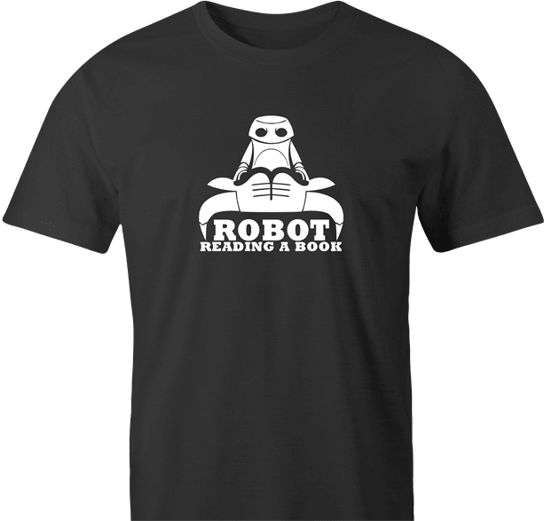 funny Robot Reading A Book Bull Logo Parody men's t-shirt