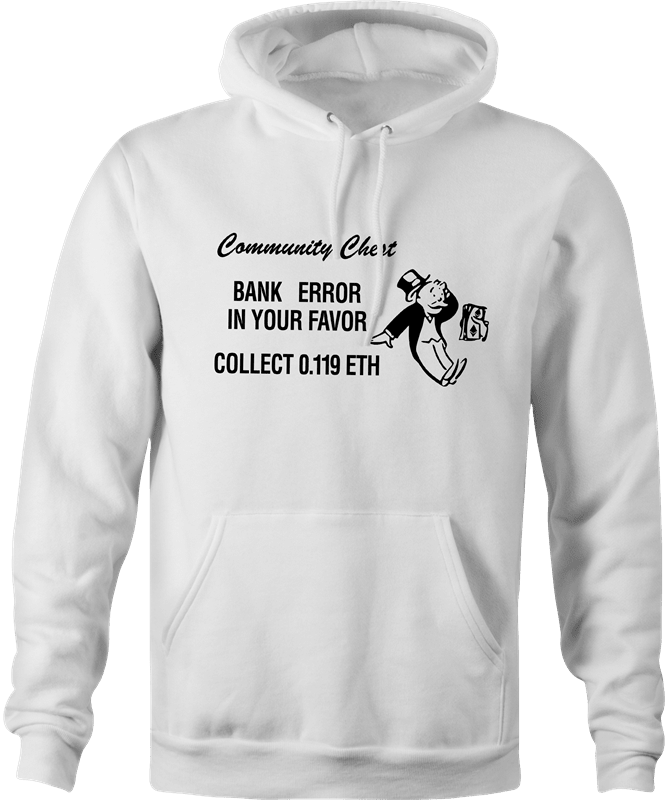 funny Ethereum ETH cryptocurrency board game hoodie men's white