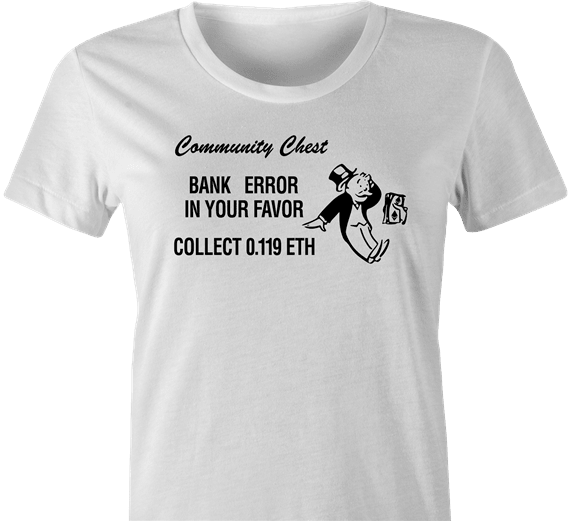 funny Ethereum ETH cryptocurrency board game t-shirt women's white