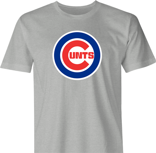 Funny Chicago C*nts Baseball Parody T-Shirt Men's Tee / Ash / XL