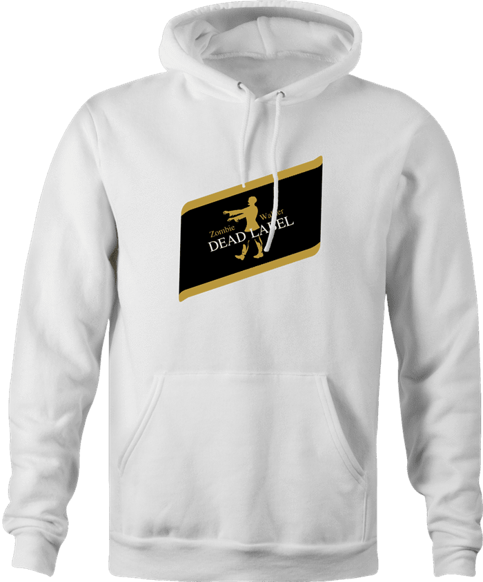 funny Walking dead Zombie Johnny Walker dead label parody white hoodie
