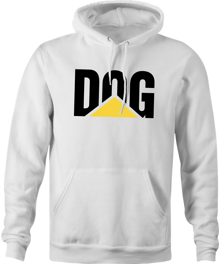 funny dog lover construction equipment parody hoodie men's white