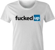 linked in fucked up offensive parody t-shirt white women's