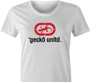Gecko car insurance and Ecko Apparel funny t-shirt women's white