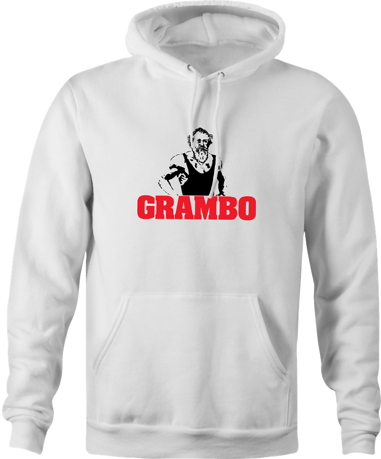 funny Rambo Grandfather Grambo Parody white hoodie