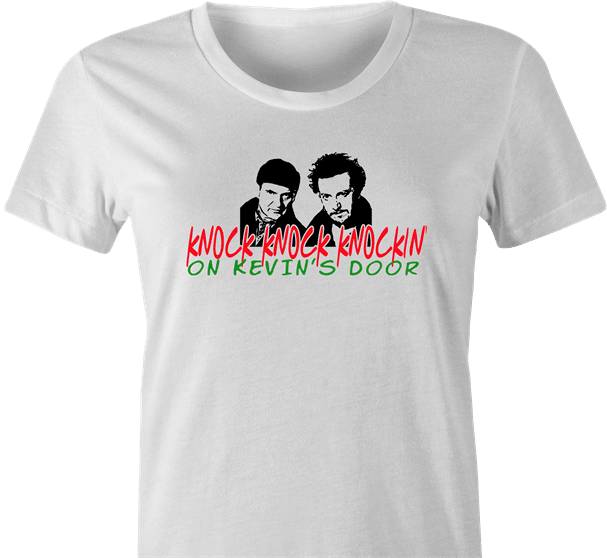 funny Home Alone Knocking On Kevins Door Parody white women's t-shirt