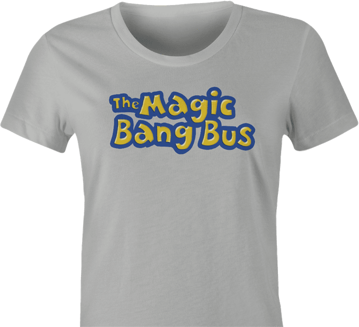 Funny magic bang bus mrs frizzle parody women's t-shirt
