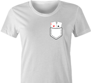 Funny Pocket Aces Poker t-shirt white womens