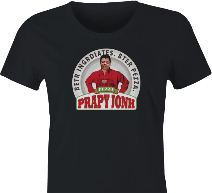 Funny internet meme papa john's pizza women's black t-shirt 