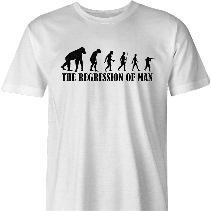Funny evolution of man regression t-shirt men's white t-shirt