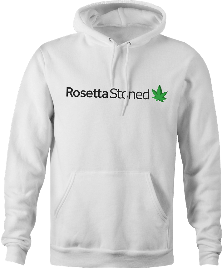 Funny Rosetta Stoned Smoking Weed Parody White Hoodie