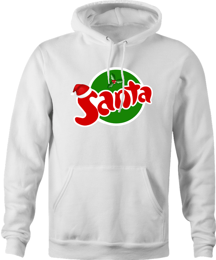 funny Santa Clause Christmas Fanta Soda Pop Soft Drink Parody parody white hoodie