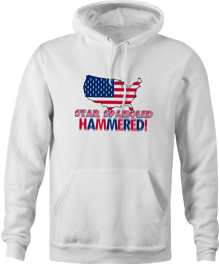 funny Star spangle hammered drinking tshirt murica! white hoodie