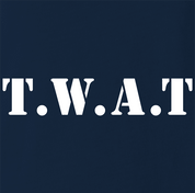 Funny Offensive S.W.A.T. Logo Parody | TWAT Navy T-Shirt
