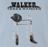 Walker texas Ranger is very old parody Chuck Norris t-shirt white light blue