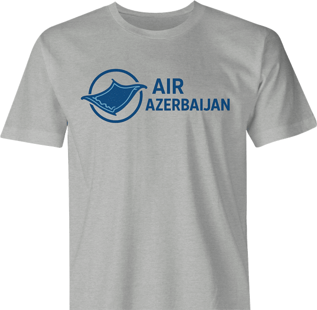 hilarious Air Azerbaijan magic carpet logo parody men's grey t-shirt 