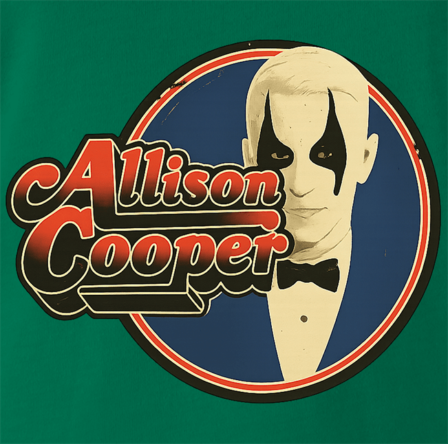 funny anderson cooper allison cooper alice cooper CNN mashup t-shirt men's green 