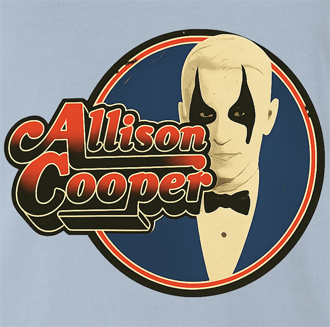 funny anderson cooper allison cooper alice cooper CNN mashup t-shirt men's light blue 