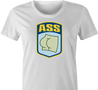 funny bAssmaster t-shirt women's white bAssmasters fishing shirt 