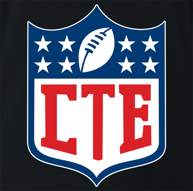 funny CTE chronic traumatic encephalopathy football logo t-shirt men's black
