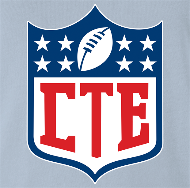 funny CTE chronic traumatic encephalopathy football logo t-shirt men's light blue