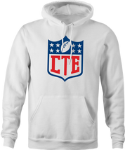 funny CTE chronic traumatic encephalopathy football logo hoodie men's white 