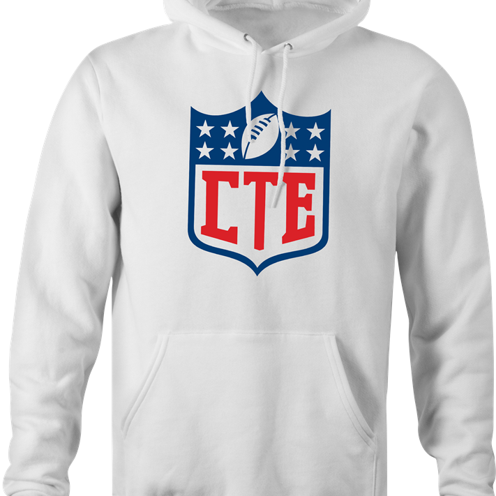 funny CTE chronic traumatic encephalopathy football logo hoodie men's white 