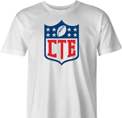 funny CTE chronic traumatic encephalopathy football logo t-shirt men's white 