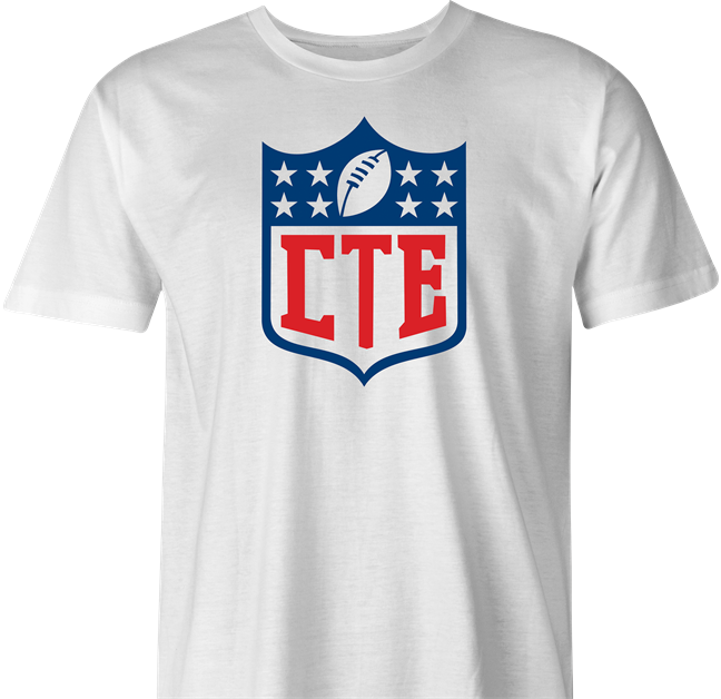 funny CTE chronic traumatic encephalopathy football logo t-shirt men's white 