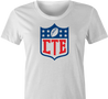 funny CTE chronic traumatic encephalopathy football logo t-shirt women's white 