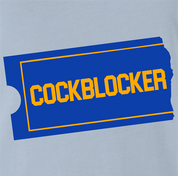 funny blockbuster Cockblocker parody t-shirt men's light blue