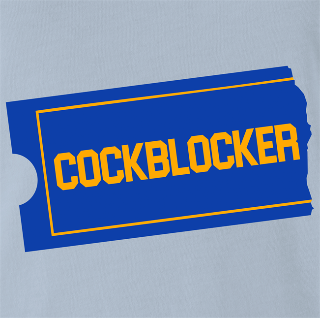 funny blockbuster Cockblocker parody t-shirt men's light blue