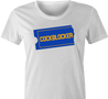 funny blockbuster Cockblocker parody t-shirt women's white