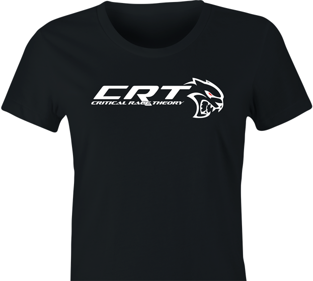 funny street racing technology critical race theory women's black t-shirt