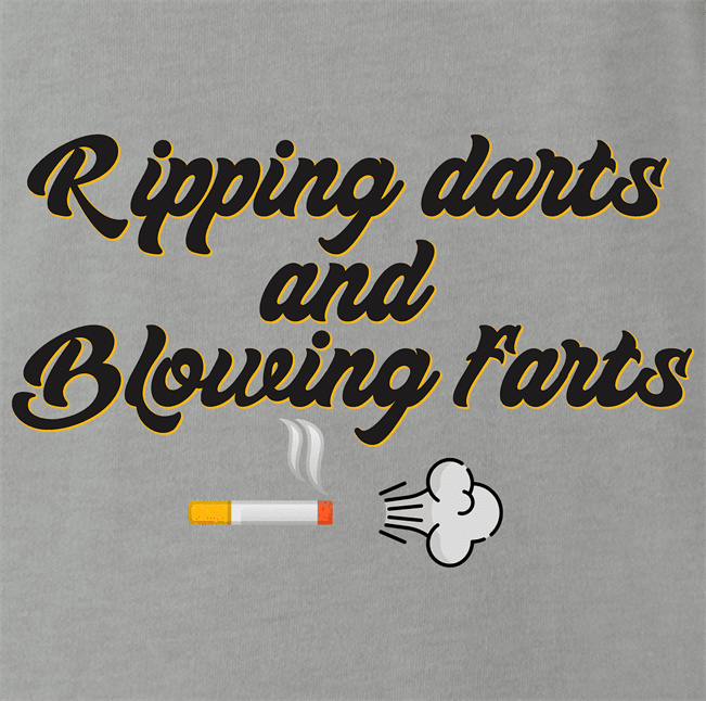 hilarious men's ash grey darts and farts cigarette smoker t-shirt 