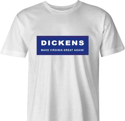 Elevate your political wardrobe with our exclusive campaign shirt featuring the visionary Mayor Dickens, hailed as a fearless leader in The Virgin League. - Mens White Shirt