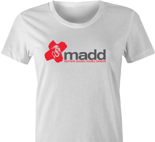 funny MADD double dragon video game t-shirt women's white 