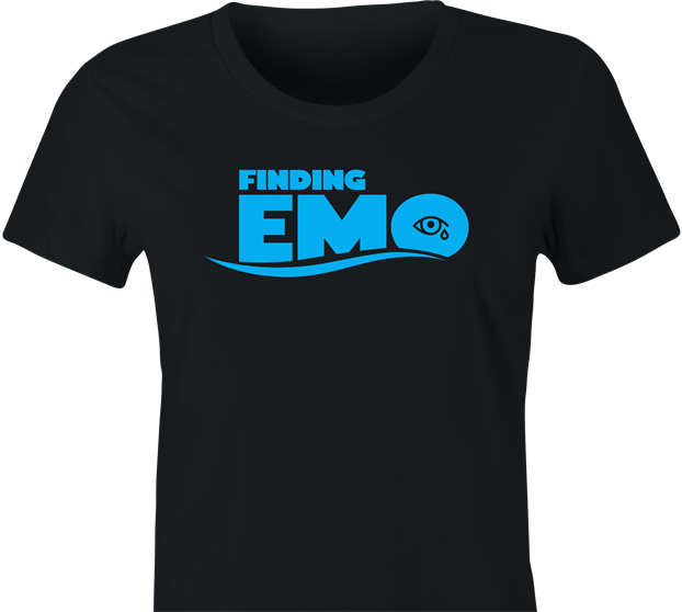 funny crying eye emo finding nemo mashup t-shirt women's black 
