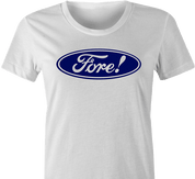 funny ford / Fore golf parody t-shirt women's white 