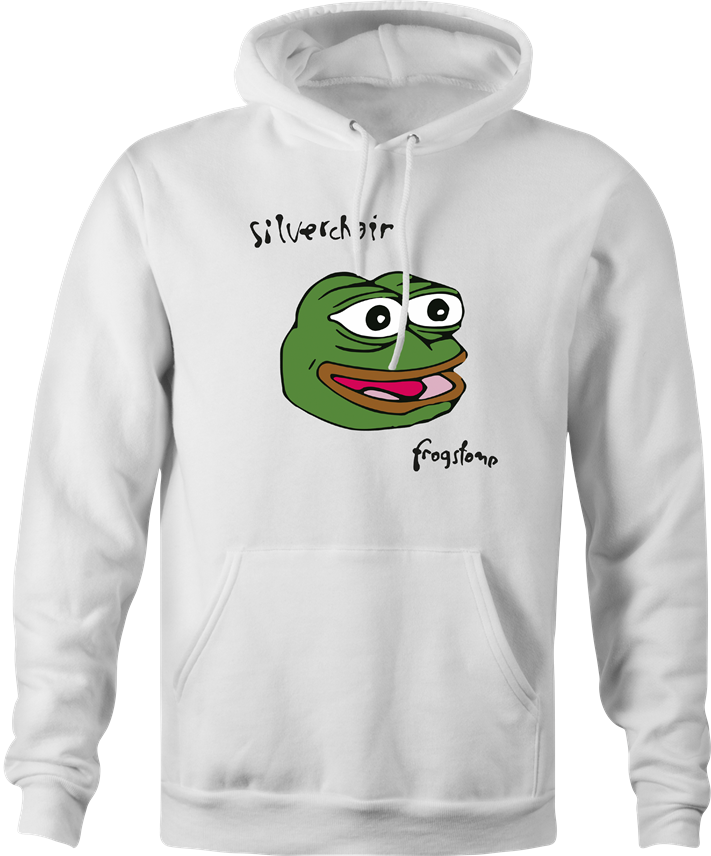 funny silverchair frogstomp pepe the frong hoodie men's white 