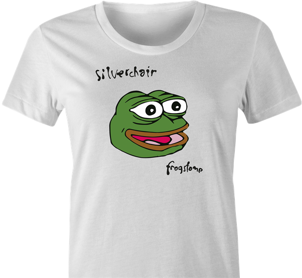 funny silverchair frogstomp pepe the frong t-shirt women's white 