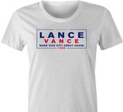 funny donald trump jd vance gta vice city political sign parody t-shirt women's white 