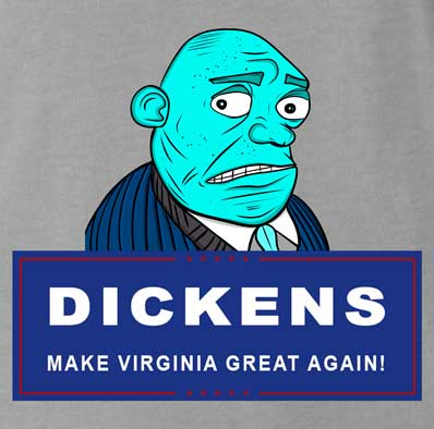 Join Mayor Dickens in his quest to Make Virginia Great Again! Together, we can create a sexier future for our beloved Virgins. Find the fun in being part of something bigger and let the Mayor lead you to riches! - Mens Ash Shirt