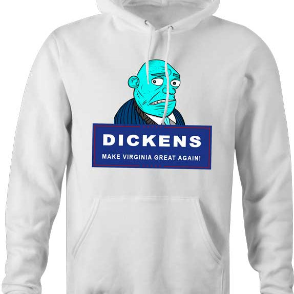 Join Mayor Dickens in his quest to Make Virginia Great Again! Together, we can create a sexier future for our beloved Virgins. Find the fun in being part of something bigger and let the Mayor lead you to riches! - White Hoodie