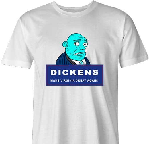 Join Mayor Dickens in his quest to Make Virginia Great Again! Together, we can create a sexier future for our beloved Virgins. Find the fun in being part of something bigger and let the Mayor lead you to riches! - Mens White Shirt